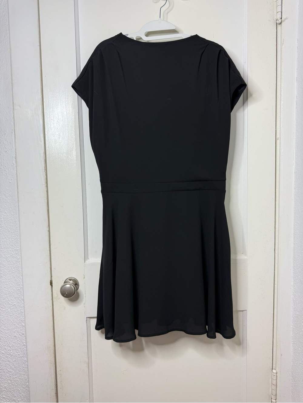 Express Black Short-Sleeve Fit-and-Flare Mini Dress